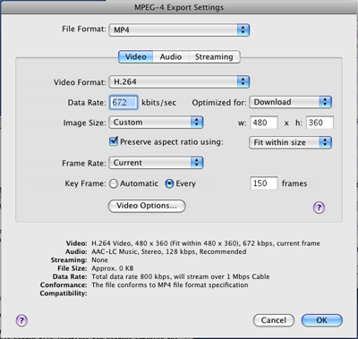 PcP Encodings - MPEG-4 High - Video Settings